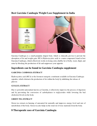 Best Garcinia Cambogia Weight Loss Supplement in India