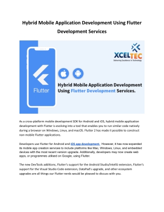 Hybrid Mobile Application Development Using Flutter Development Services