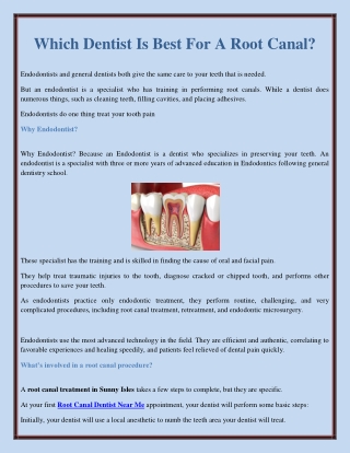 Which Dentist Is Best For A Root Canal?