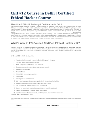 CEH v12 Course in Delhi Certified Ethical Hacker Course