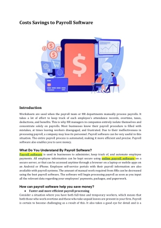 Costs Savings to Payroll Software