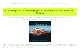 DOWNLOAD EBOOK Kilimanjaro A Photographic Journey to the Roof of Africa (DOWNLOAD E.B.O.O.K.^)