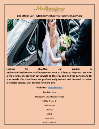 Chauffeur Car | Melbournechauffeursservices.com.au