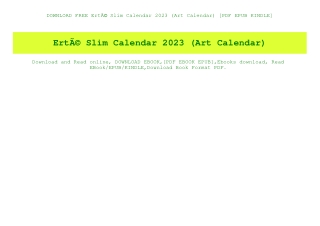 DOWNLOAD FREE ErtÃƒÂ© Slim Calendar 2023 (Art Calendar) [PDF EPUB KINDLE]
