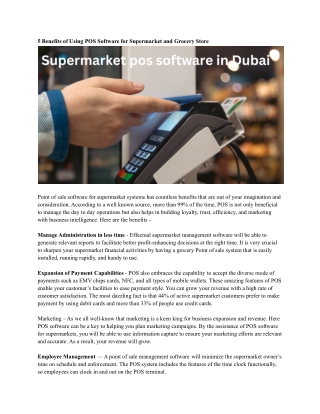 Supermarket pos software in Dubai