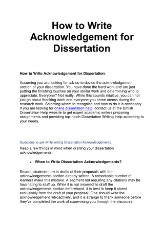 How to Write Acknowledgement for Dissertation