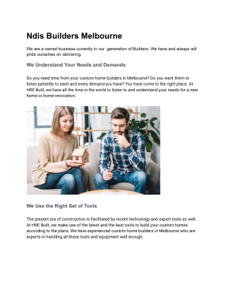 Ndis Builders Melbourne