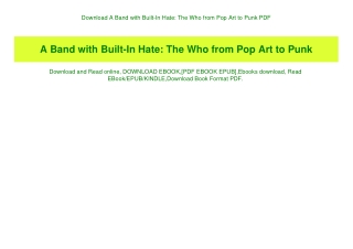 Download A Band with Built-In Hate The Who from Pop Art to Punk PDF