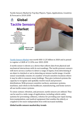 Tactile Sensors Market by Top Key Players