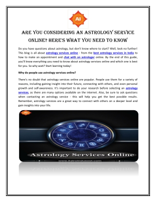 Are You Considering An Astrology Service Online? Here's What You Need To Know