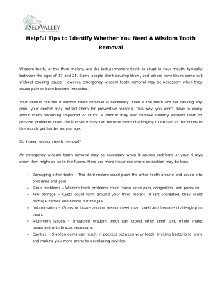 Helpful Tips to Identify Whether You Need A Wisdom Tooth Removal