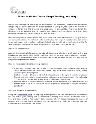 When to Go for Dental Deep Cleaning, and Why