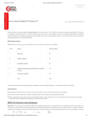 How to crack the Bank PO Exam???