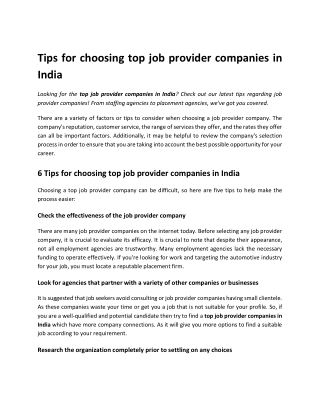 Tips for choosing top job provider companies in India ( Article ) (1)