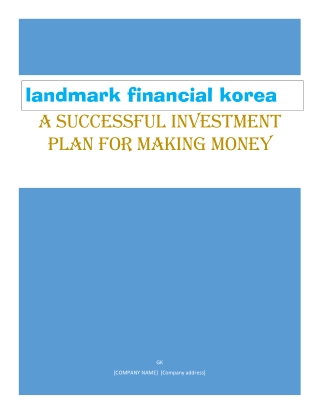 A Successful Investment Plan for Making Money