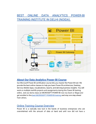 BEST ONLINE DATA ANALYTICS POWER-BI TRAINING INSTITUTE IN DELHI (NOIDA).