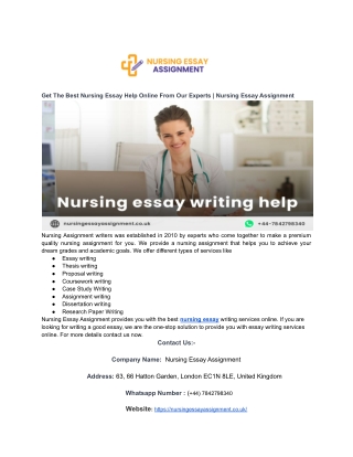 Get The Best Nursing Essay Help Online From Our Experts _ Nursing Essay Assignment