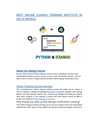 BEST ONLINE DJANGO TRAINING INSTITUTE IN DELHI (NOIDA).