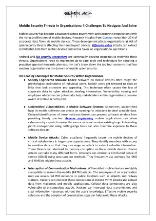 Mobile Security Threats In Organisations: 4 Challenges To Navigate And Solve