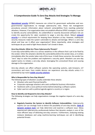 A Comprehensive Guide To Zero-Day Attacks And Strategies To Manage Them