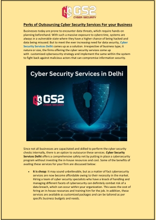 Perks of Outsourcing Cyber Security Services For your Business