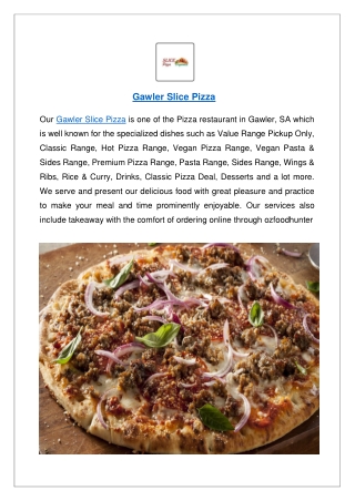 15% Off - Gawler Slice Pizza Restaurant Menu, SA