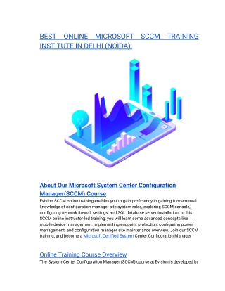 BEST ONLINE MICROSOFT SCCM TRAINING INSTITUTE IN DELHI (NOIDA).