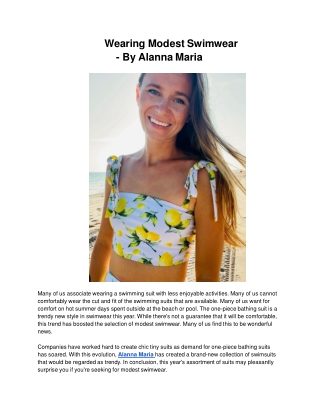 Wearing Modest Swimwear- By Alanna Maria