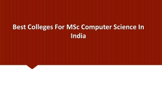Best Colleges For MSc Computer Science In India