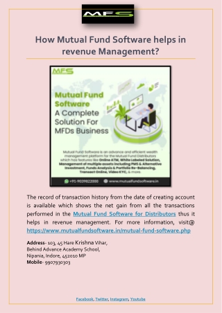 How Mutual Fund Software helps in revenue Management