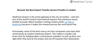 Discover the Best Airport Transfer Service Provider in London