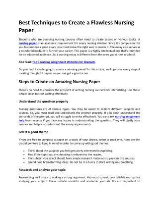 Easy Steps to Create an Impressive Nursing Paper