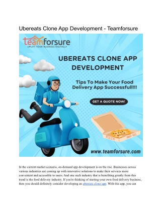 Create Your Ubereats Clone With Teamforsure