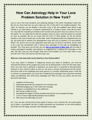 How Can Astrology Help in Your Love Problem Solution in New York