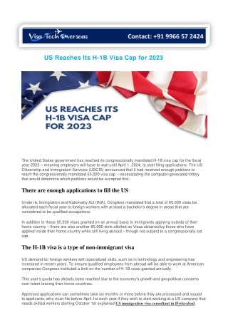 US Reaches Its H-1B Visa Cap for 2023