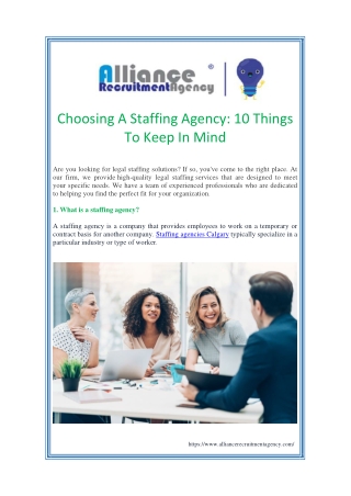 Choosing A Staffing Agency 10 Things To Keep In Mind