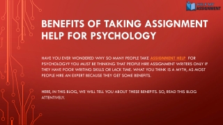 Benefits Of Taking Assignment Help For Psychology