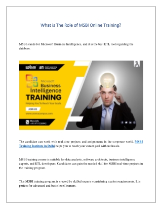 What is The Role of MSBI Online Training