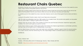 Restaurant Chairs Quebec