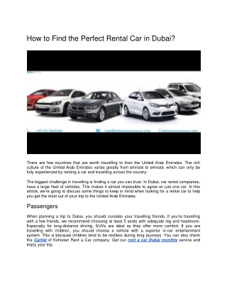 How to Find the Perfect Rental Car in Dubai