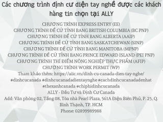 Các chương trình định cư diện tay nghề được các khách hàng tin chọn tại ALLY
