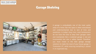 Benefits of Garage Shelving that Every Homeowner Must Know