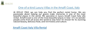 One-of-a-kind Luxury Villas in the Amalfi Coast, Italy  Idyllicitaly.co.uk