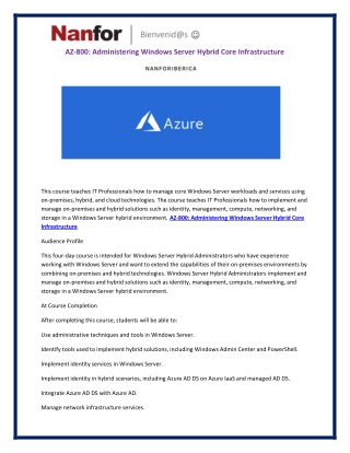 AZ-800 Administering Windows Server Hybrid Core Infrastructure