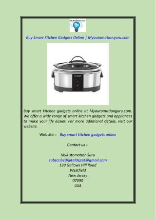 Buy Smart Kitchen Gadgets Online Myautomationguru.com