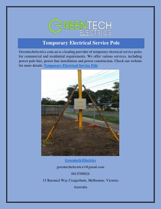 Temporary Electrical Service Pole Greentechelectrics.com