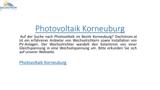 Photovoltaik Korneuburg Dachstrom.at