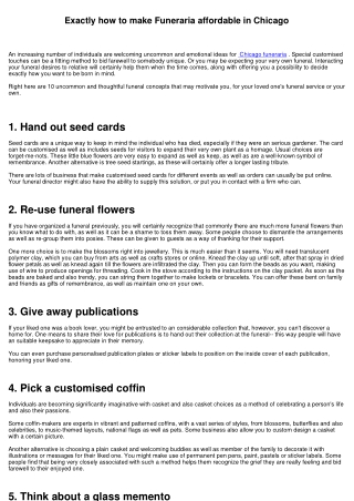 How to make Funeraria cost effective in Chicago