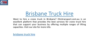 Brisbane Crane Trucks | Otmtransport.com.au