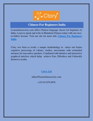 Chinese For Beginners India  Learnchinesectory